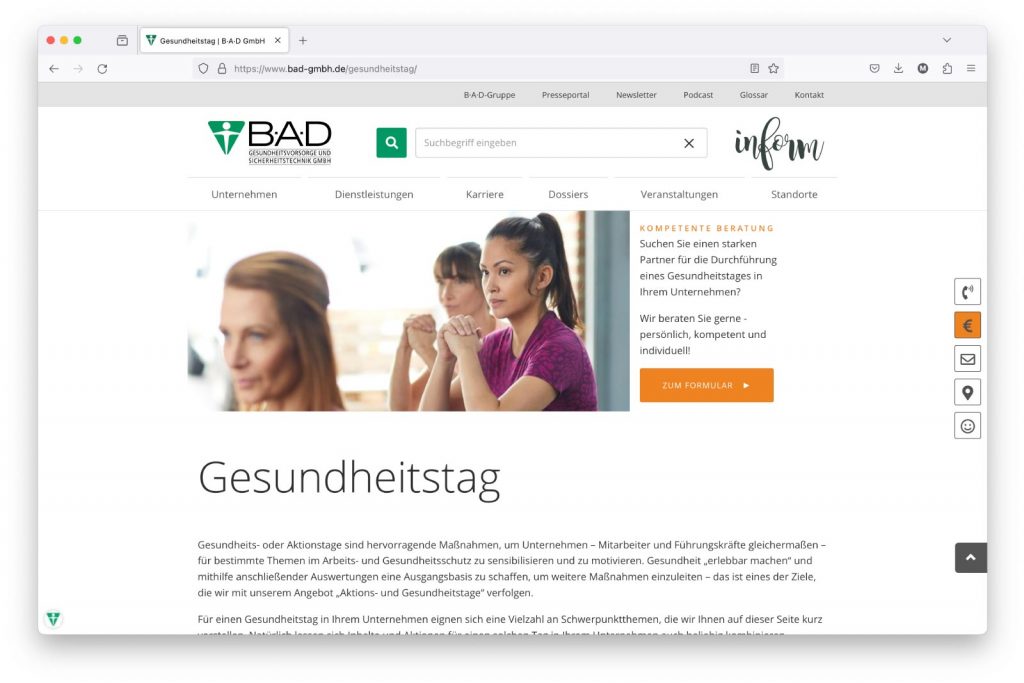 BAD GmbH Anbieter Gesundheitstag