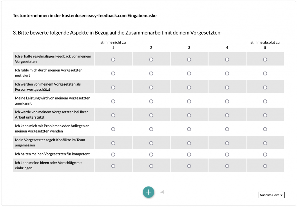 Kostenlose digitale Umfrage zur Mitarbeiterzufriedenheit auf easy-feedback.de